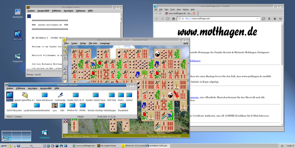 Screenshot der Arbeitsoberfläche von ArcaOS 5.1