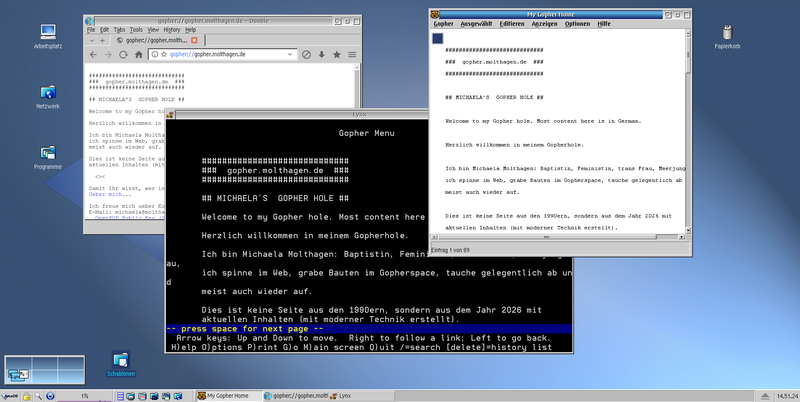 Screenshot Gopher und OS/2: Gopher, Lynx und Dooble